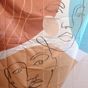 Abstract Face Shower Curtain Brand New Never Used Couple Man Women